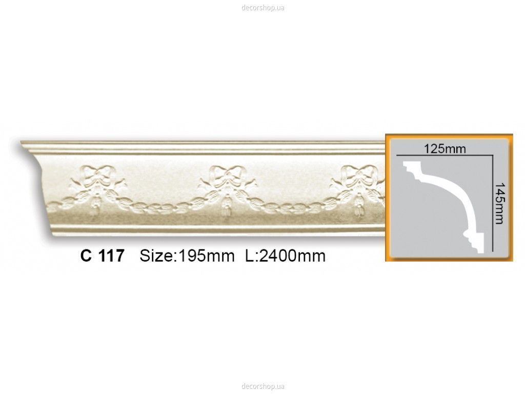 Карниз поліуретановий з орнаментом Gaudi Decor C 117